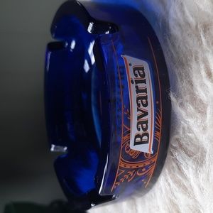 Vintage Bavaria Dutch Beer Cobalt Blue Glass Ashtray
